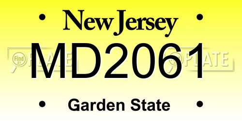 MD2061 New Jersey License Plate