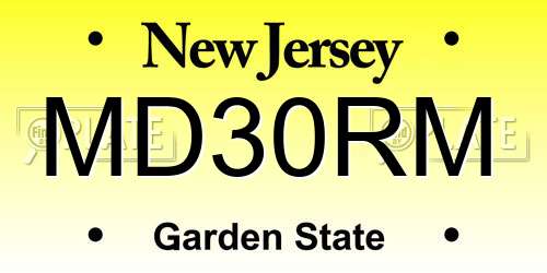 MD30RM New Jersey License Plate