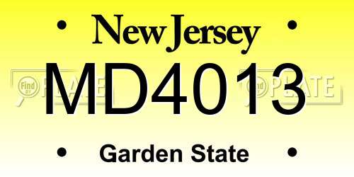 MD4013 New Jersey License Plate
