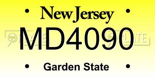 MD4090 New Jersey License Plate