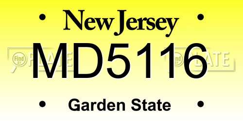 MD5116 New Jersey License Plate