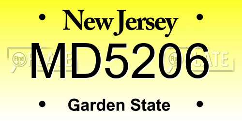MD5206 New Jersey License Plate