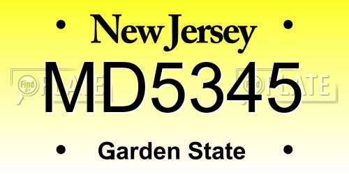 MD5345 New Jersey License Plate