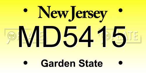 MD5415 New Jersey License Plate