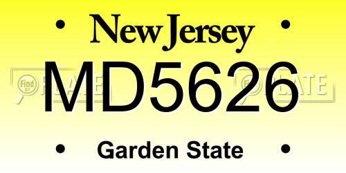 MD5626 New Jersey License Plate