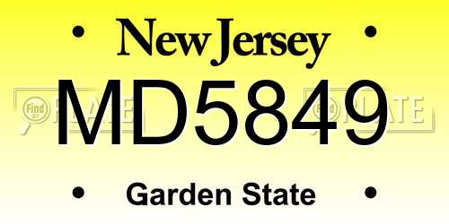 MD5849 New Jersey License Plate