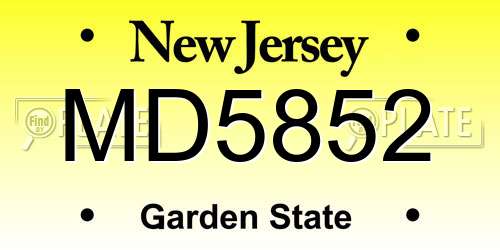 MD5852 New Jersey License Plate