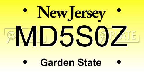 MD5S0Z New Jersey License Plate