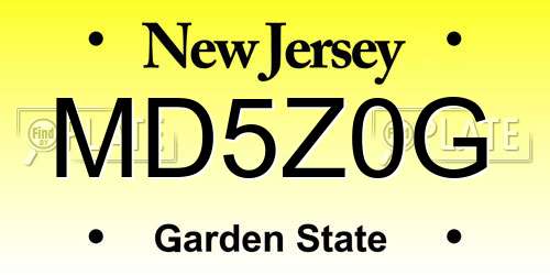 MD5Z0G New Jersey License Plate