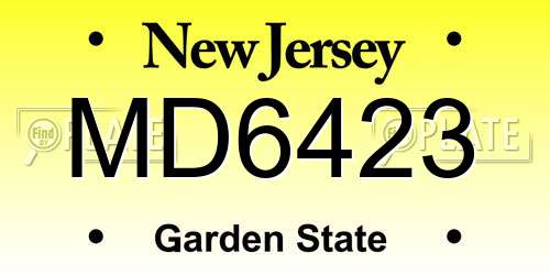 MD6423 New Jersey License Plate