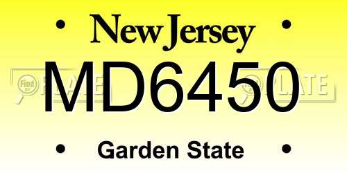 MD6450 New Jersey License Plate