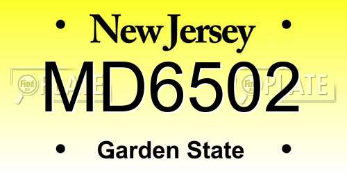 MD6502 New Jersey License Plate