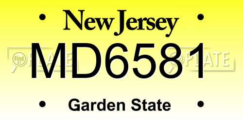 MD6581 New Jersey License Plate