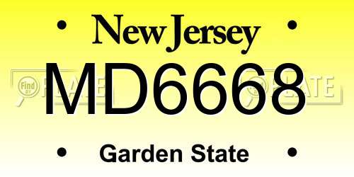 MD6668 New Jersey License Plate