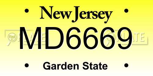 MD6669 New Jersey License Plate