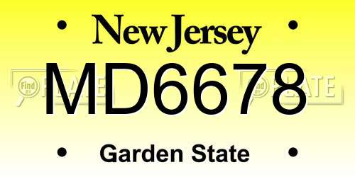 MD6678 New Jersey License Plate