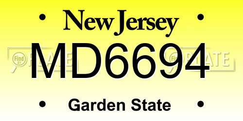 MD6694 New Jersey License Plate