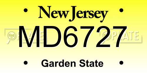 MD6727 New Jersey License Plate