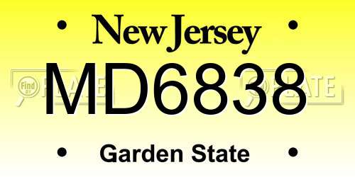MD6838 New Jersey License Plate