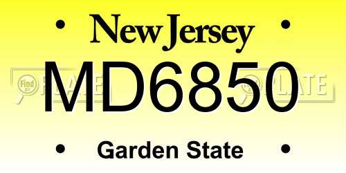 MD6850 New Jersey License Plate