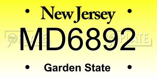 MD6892 New Jersey License Plate