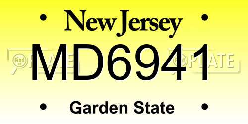 MD6941 New Jersey License Plate