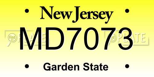 MD7073 New Jersey License Plate