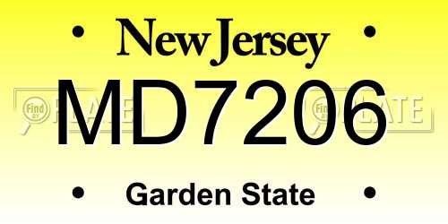 MD7206 New Jersey License Plate