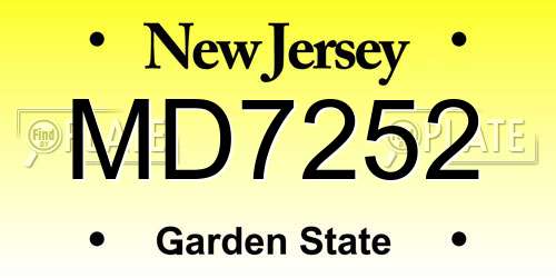 MD7252 New Jersey License Plate