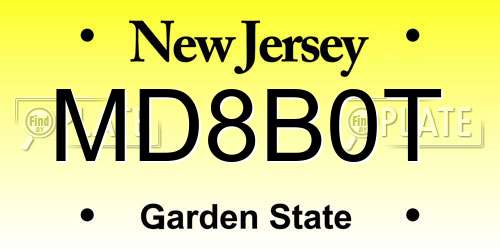 MD8B0T New Jersey License Plate