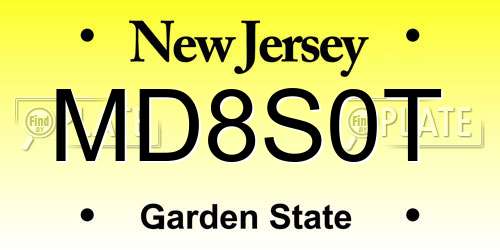 MD8S0T New Jersey License Plate