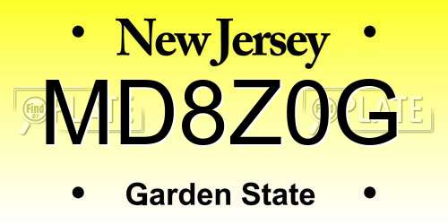 MD8Z0G New Jersey License Plate