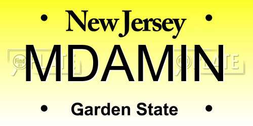MDAMIN New Jersey License Plate