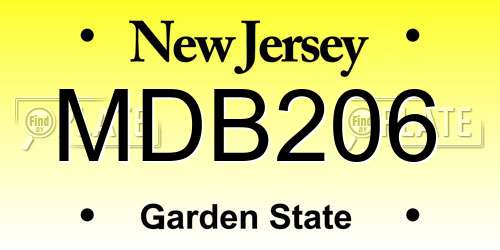 MDB206 New Jersey License Plate