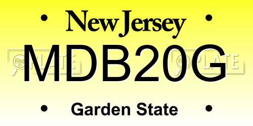 MDB20G New Jersey License Plate