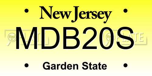 MDB20S New Jersey License Plate