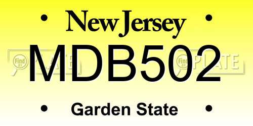 MDB502 New Jersey License Plate