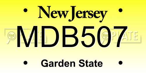 MDB507 New Jersey License Plate