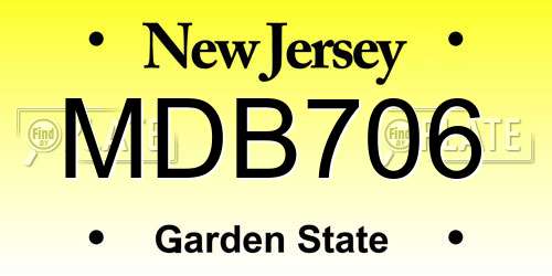 MDB706 New Jersey License Plate