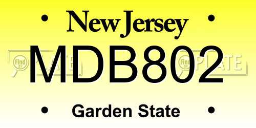 MDB802 New Jersey License Plate
