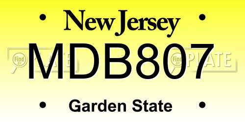 MDB807 New Jersey License Plate