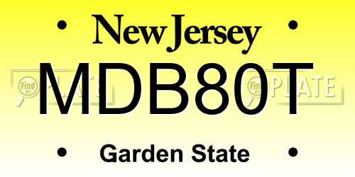 MDB80T New Jersey License Plate