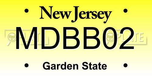 MDBB02 New Jersey License Plate