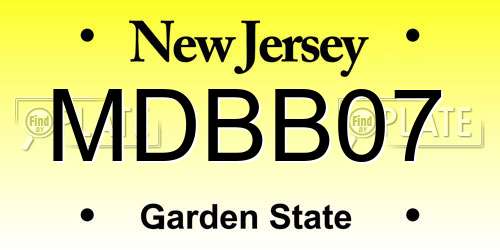 MDBB07 New Jersey License Plate