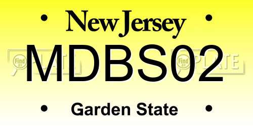 MDBS02 New Jersey License Plate