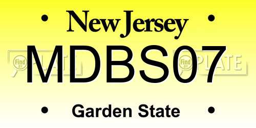 MDBS07 New Jersey License Plate
