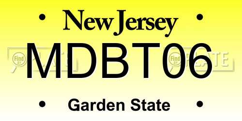MDBT06 New Jersey License Plate