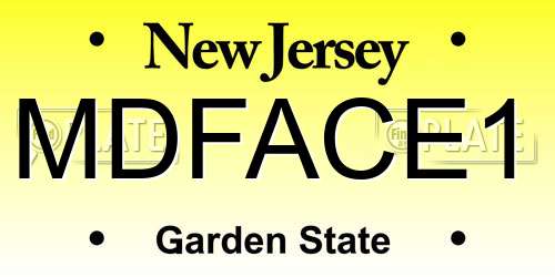 MDFACE1 New Jersey License Plate