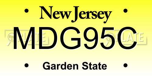 MDG95C New Jersey License Plate