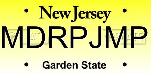 MDRPJMP New Jersey License Plate